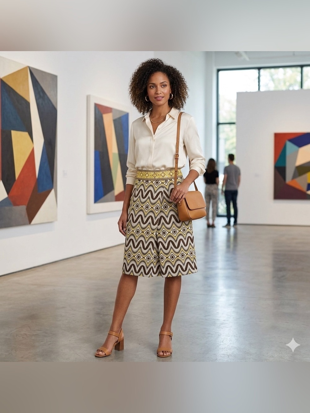 Tory Burch 100% Linen Yellow Mirrored with Pockets Midi Skirt Size 2